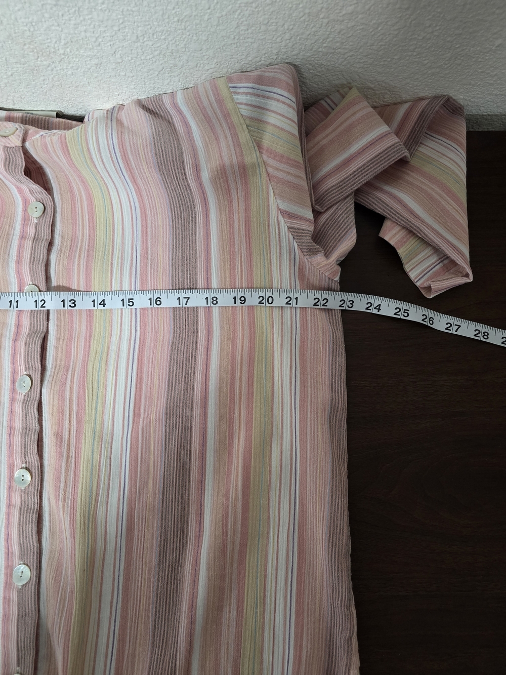 TravelSmith Pink & Cream Striped Mandarin-Collar Blouse - Picture 7 of 7